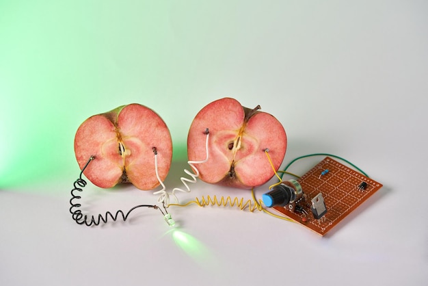 Free energy electricity generator using apple.