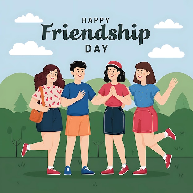 Free flat friendship day with friends background