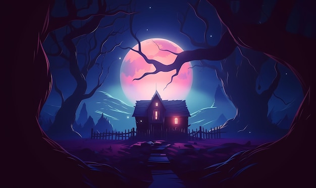 Free Hallowen background ilustration for poster banner Generated ai