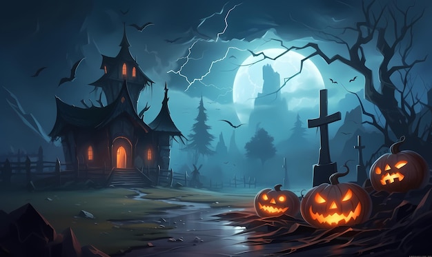 Free Hallowen background ilustration for poster banner Generated ai