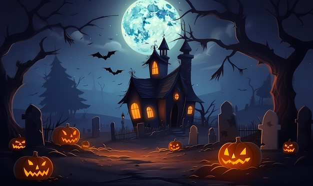 Free Hallowen background ilustration for poster banner Generated ai