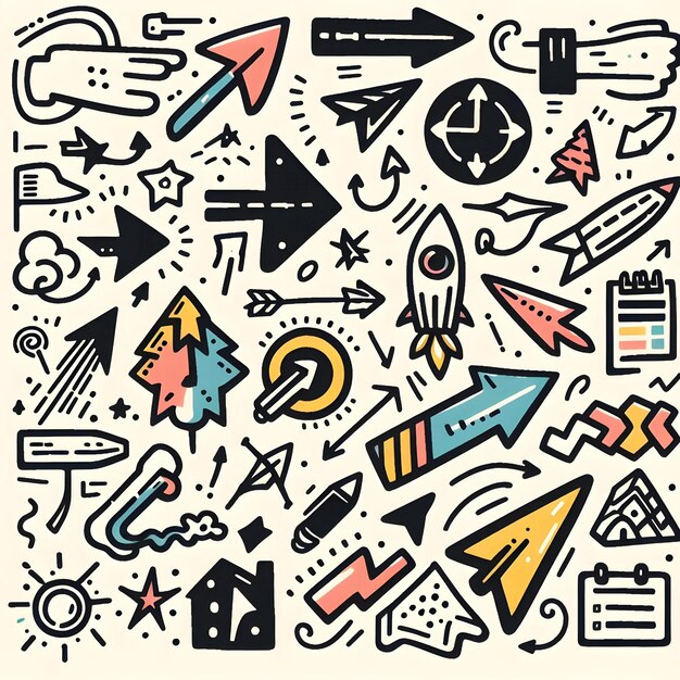 Free HandDrawn Colored Vector Arrows Collection