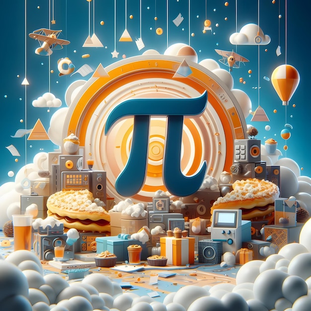 Free happy pi day with pi symbol illustration