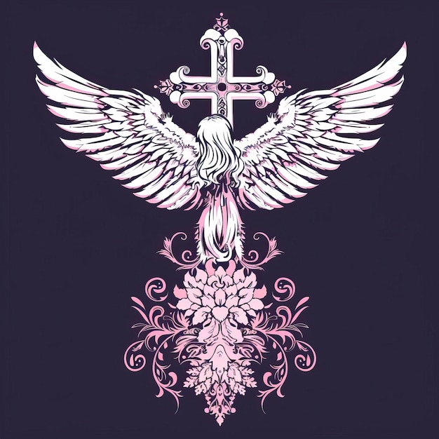 Photo free illustration of angel cross design cross drawing