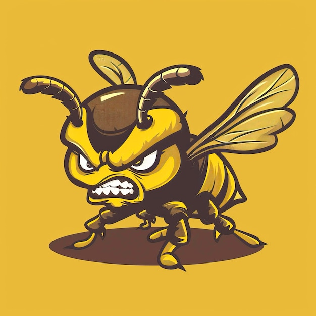 Photo free illustration of angry hornet wasp or bee mascot clip art vector illustration