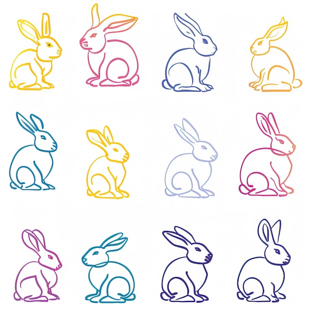 Photo free illustration of easter bunny set in simple one line style