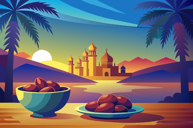 Free Illustration of Ramadans Background and dates fruits