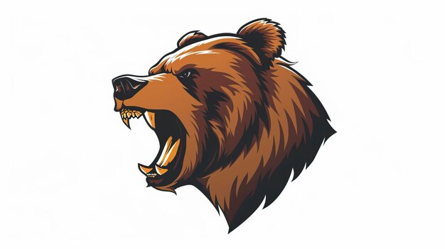 Free Illustration of roaring bear head isolated on white mascot vector Bear Drawing