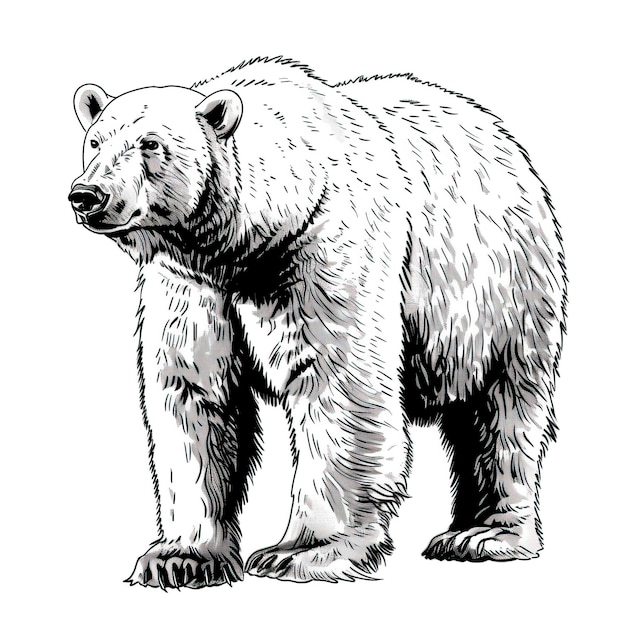 Free Illustration of Sketch of polar bear Hand drawn illustration converted to vector Bear Drawing