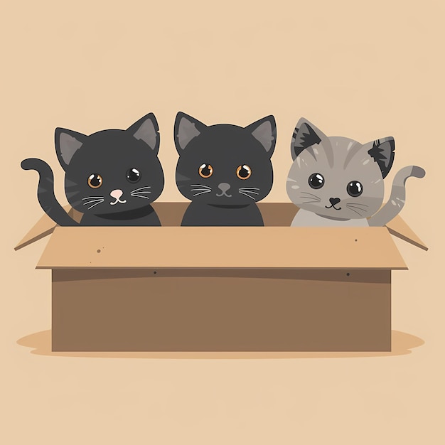 free illustration three poor cats in a box