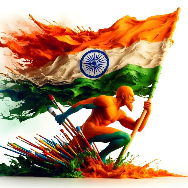 Photo free india flag flying high with pride india independence day and republic day of india flag