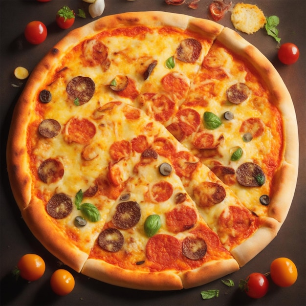 Free mouth watering pizza generative by Ai