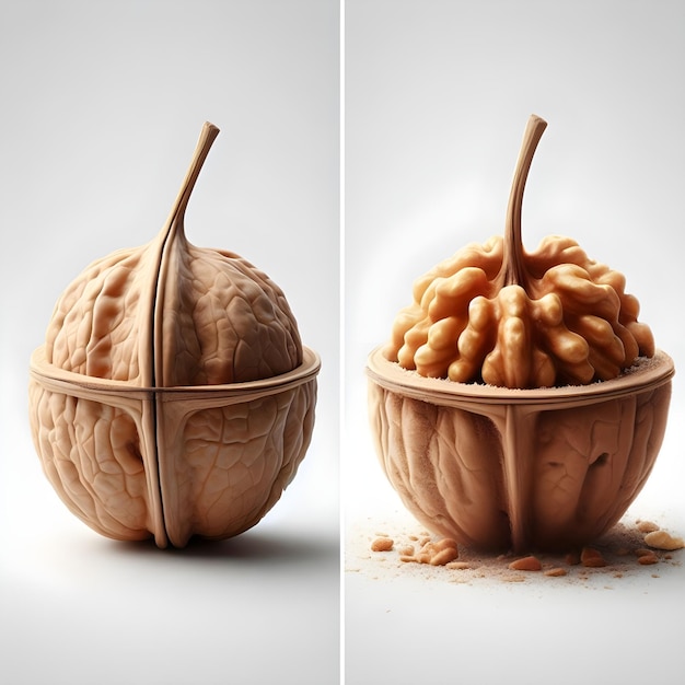 Free Nuts fruit After and Before concept