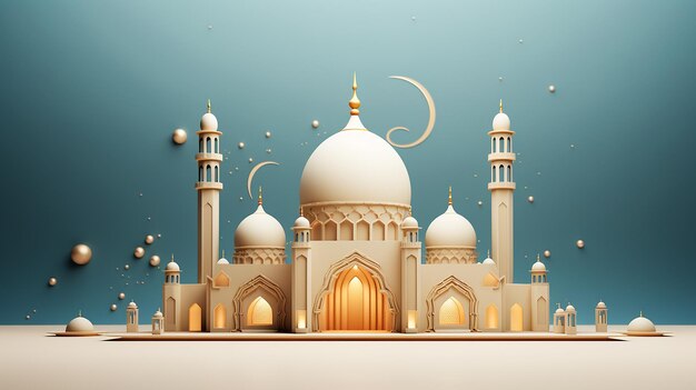 Free photo 3d render illustration of a mosque design