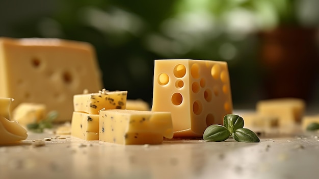 a free photo of 3d rendered cheese pieces