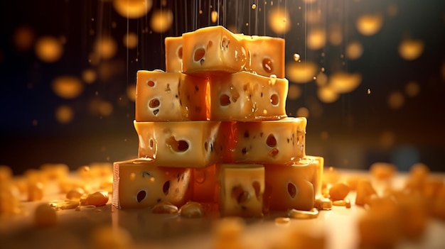 a free photo of 3d rendered cheese pieces