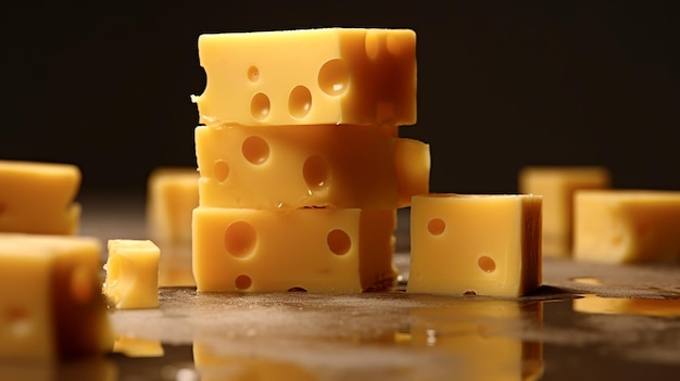 a free photo of 3d rendered cheese pieces