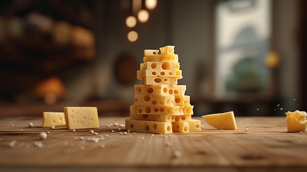 a free photo of 3d rendered cheese pieces