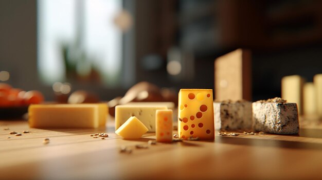 a free photo of 3d rendered cheese pieces