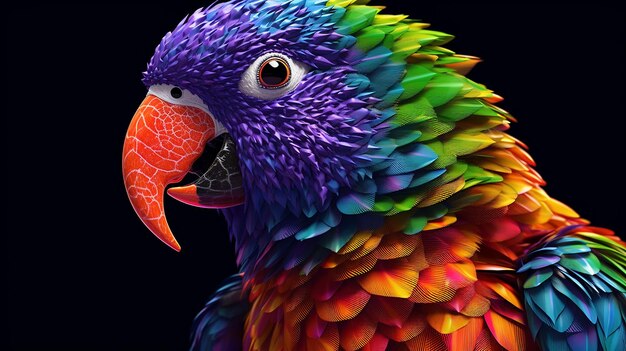 a free photo of 3d rendered colorful bird