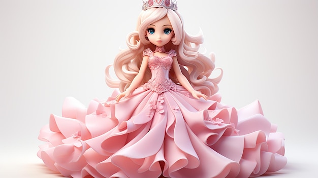 a free photo of 3d rendered doll princess design