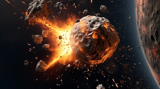 a free photo of 3d rendered meteoroids in the space