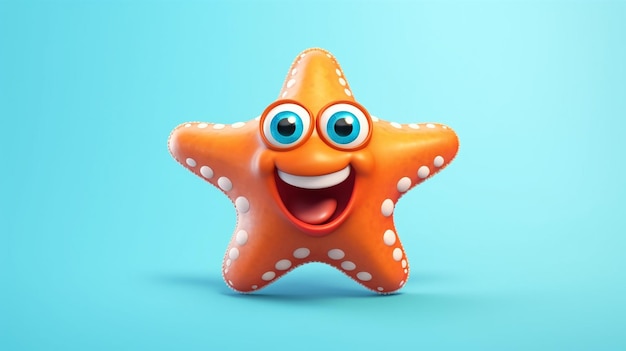 a free photo of 3d rendered star fish cartoon design