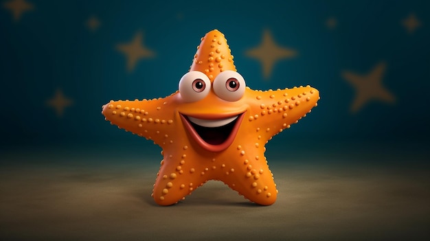 a free photo of 3d rendered star fish cartoon design