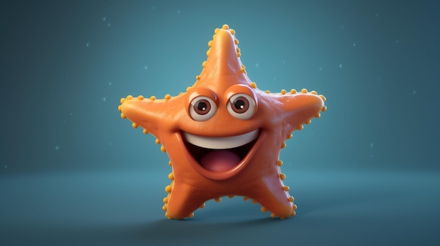 a free photo of 3d rendered star fish cartoon design