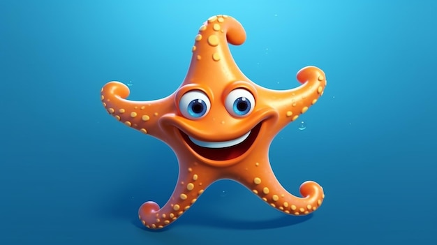 a free photo of 3d rendered star fish cartoon design