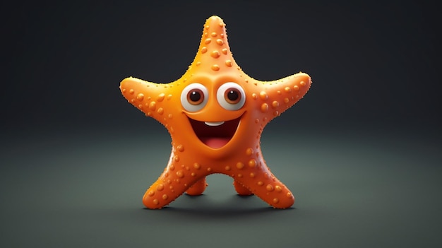 a free photo of 3d rendered star fish cartoon design