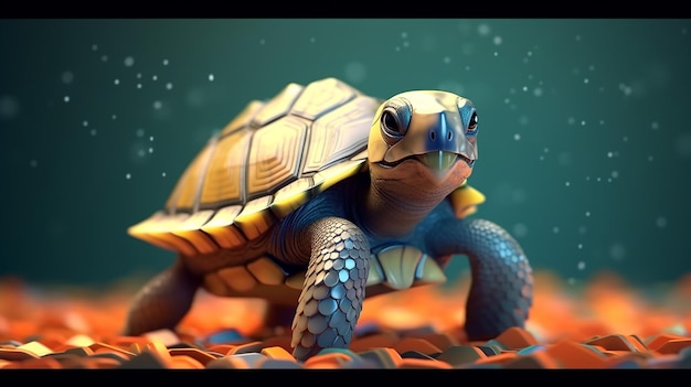 a free photo of 3d rendered turtle design