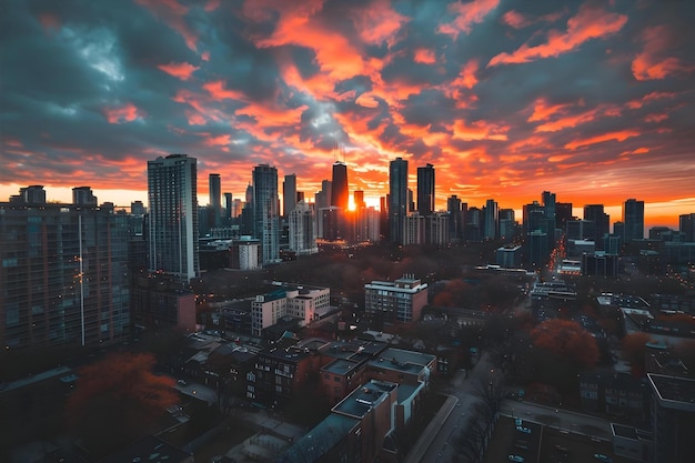 Free Photo Aerial Shot Of Beautiful Modern Urban City Architecture And Skyline With Amazing Sky