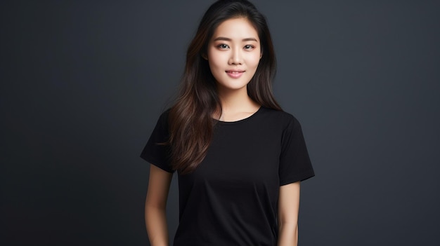 Free photo asian female in casual tshirt posing