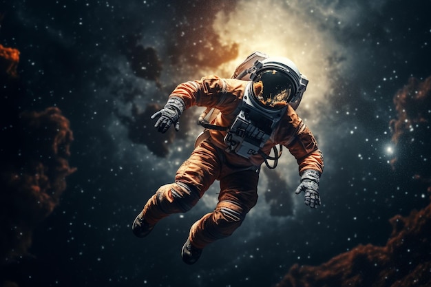 Free photo astronaut explores outer dark space generative al