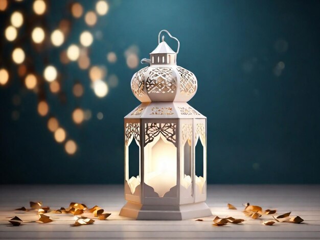 Free Photo Background Ramadan Kareem Eid Mubarak Royal Moroccan Lamp Mosque with Fireworks