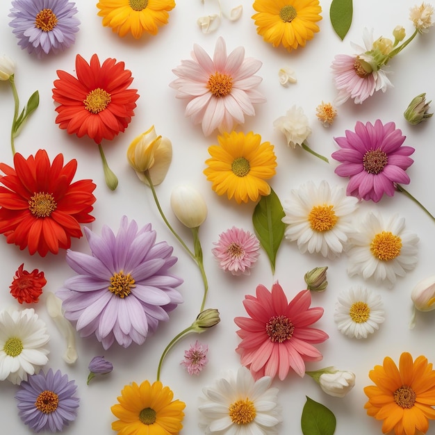 Free Photo Beautiful Colorful spring flowers on white background view closeup nature background