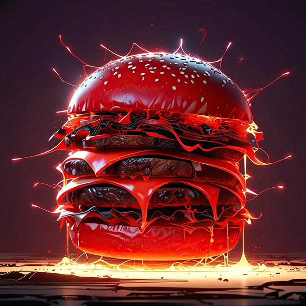 Photo free photo a beautiful image of an exploding hamburger splattered with sauce in the style of burger