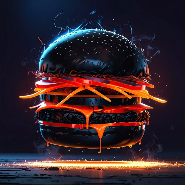 Photo free photo a beautiful image of an exploding hamburger splattered with sauce in the style of burger