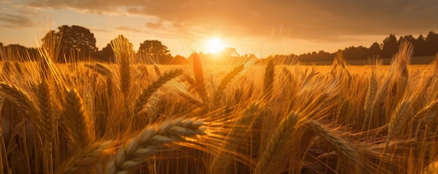 Free photo of beautiful rural landscape with distant sunset scenery in the background