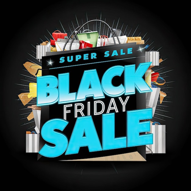 Free photo black friday super sale banner with shopping bag background