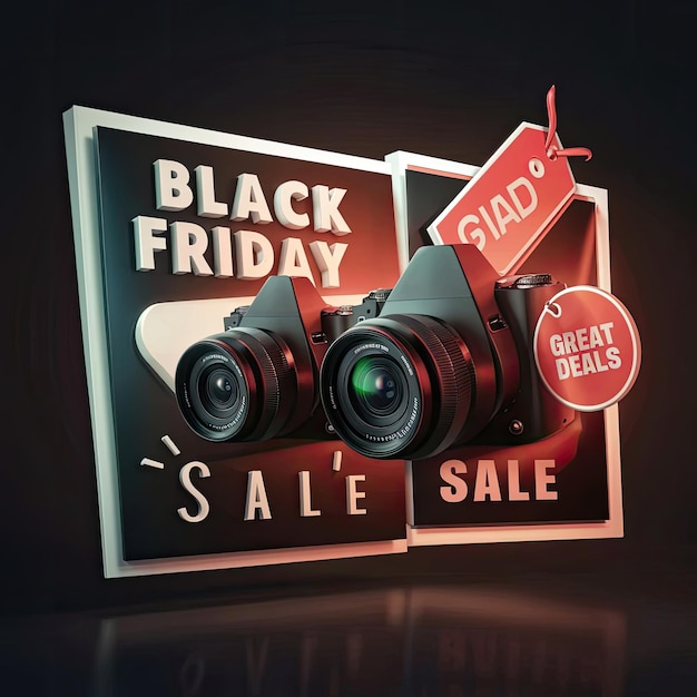 Photo free photo black friday super sale social media banner template with 3d render label