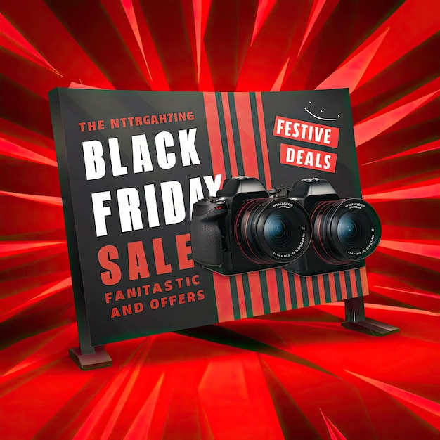 Photo free photo black friday super sale social media banner template with 3d render label