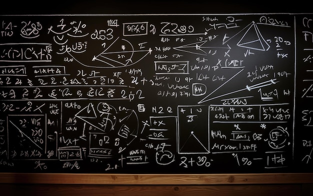 Free photo blackboard inscribed with scientific formulas and calculations Generative AI