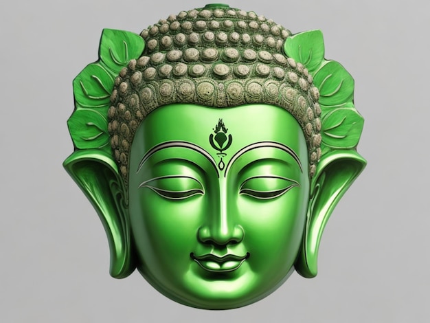 Free photo Buddha head green Generative AI