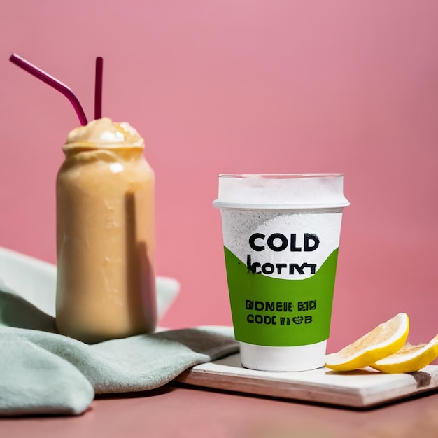 Free photo cold beverage in a plastic cup mockup