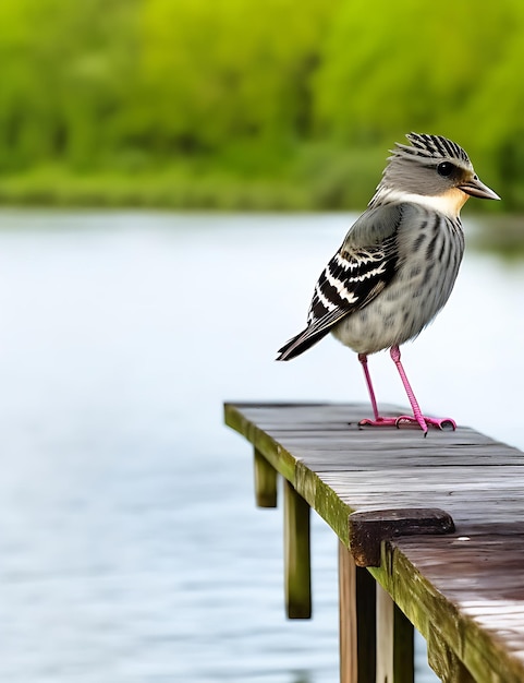 Free photo a colorful bird sits on a branch in the forest