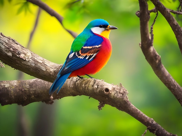 Free photo a colorful bird sits on a branch in Nature