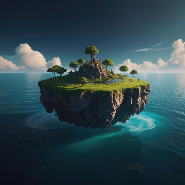 Photo free photo a computer generated image of a floating island