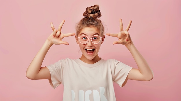 Photo free photo excited young girl doing ok sign style